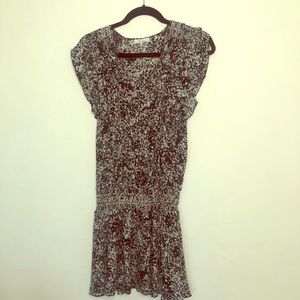 Parker NY black floral drop waist dress XS